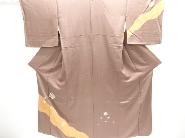 JAPANESE KIMONO / HOMONGI / EMBROIDERY / SHIBORI / FLOWER CREST